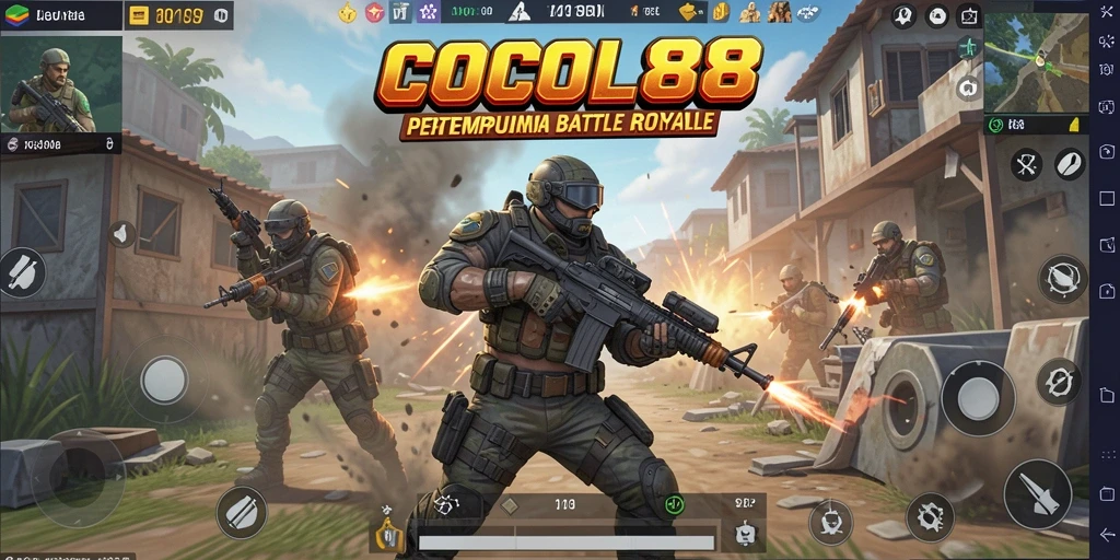 Screenshot COCOL88 menunjukkan aksi pertempuran intens Battle Royale.