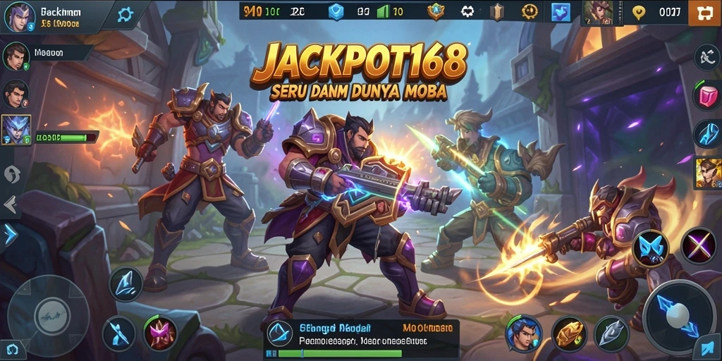 Screenshot dari aksi intens dalam permainan MOBA JACKPOT168.