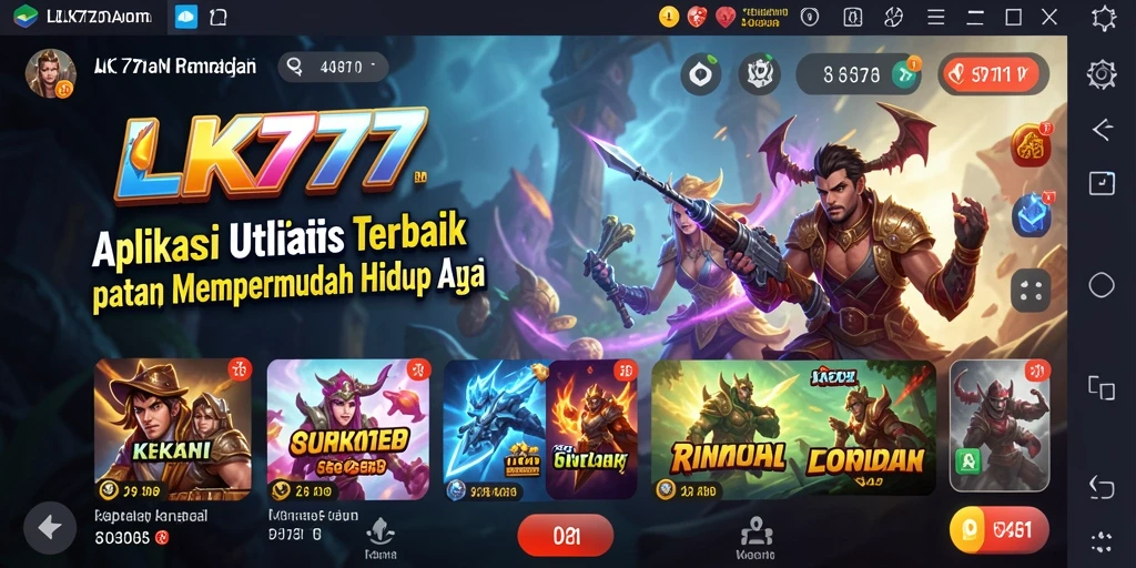 Tangkapan layar aplikasi LK777 menampilkan berbagai fitur utilitas yang membantu pengguna.