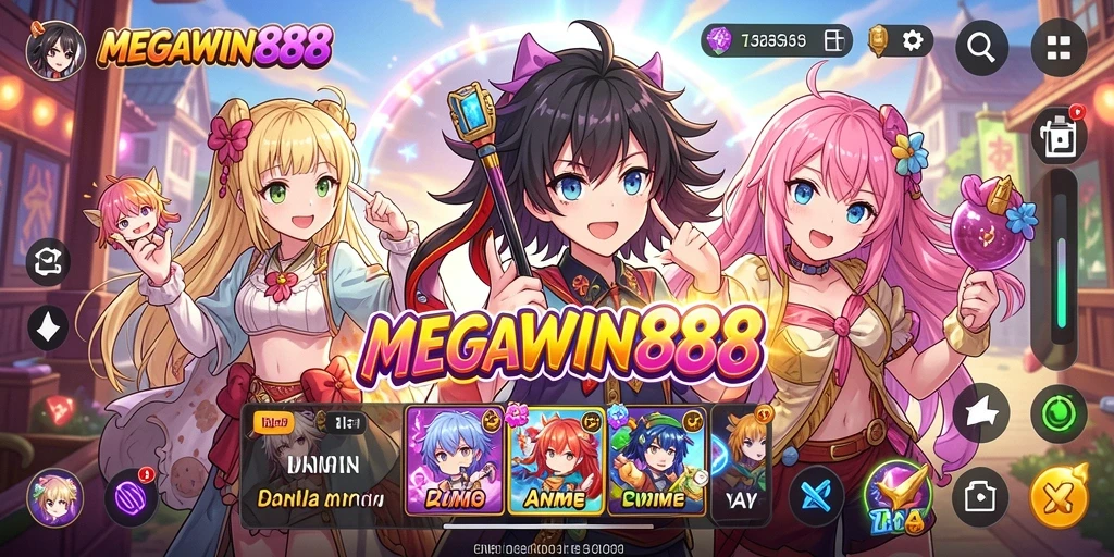 Tampilan gameplay seru di MEGAWIN888 dengan karakter Anime yang menarik.
