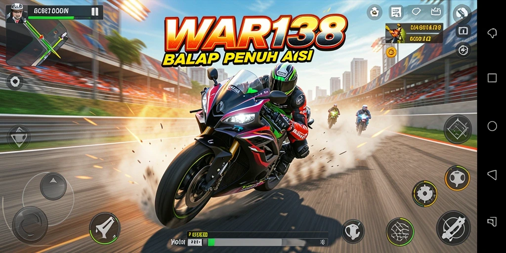 Tampilan gameplay seru dari game balap motor WAR138.