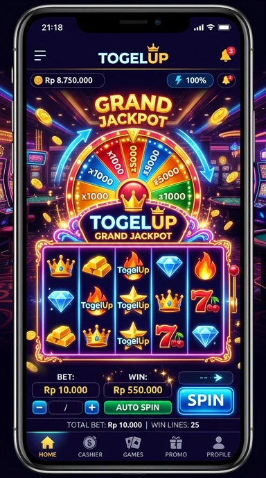 Tampilan menu aplikasi togelup yang informatif dan menarik.